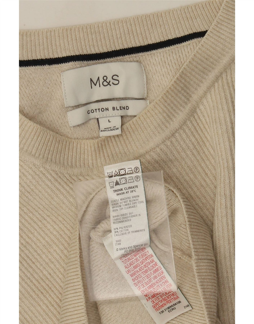 Marks & Spencer Herren-Pullover mit Rundhalsausschnitt, groß, beige, Polyester