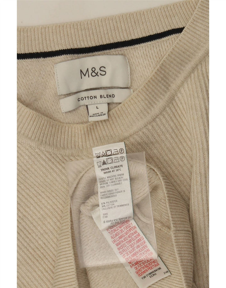 Marks & Spencer Herren-Pullover mit Rundhalsausschnitt, groß, beige, Polyester