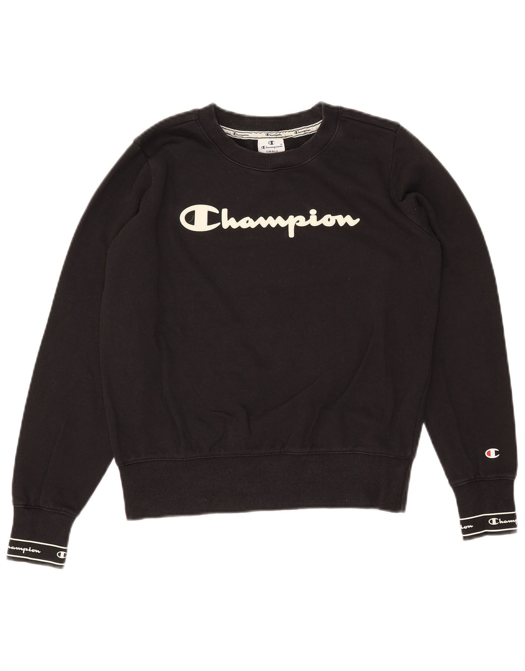CHAMPION Damen-Sweatshirt mit Grafik, UK 10, Größe S, Schwarz, Baumwolle