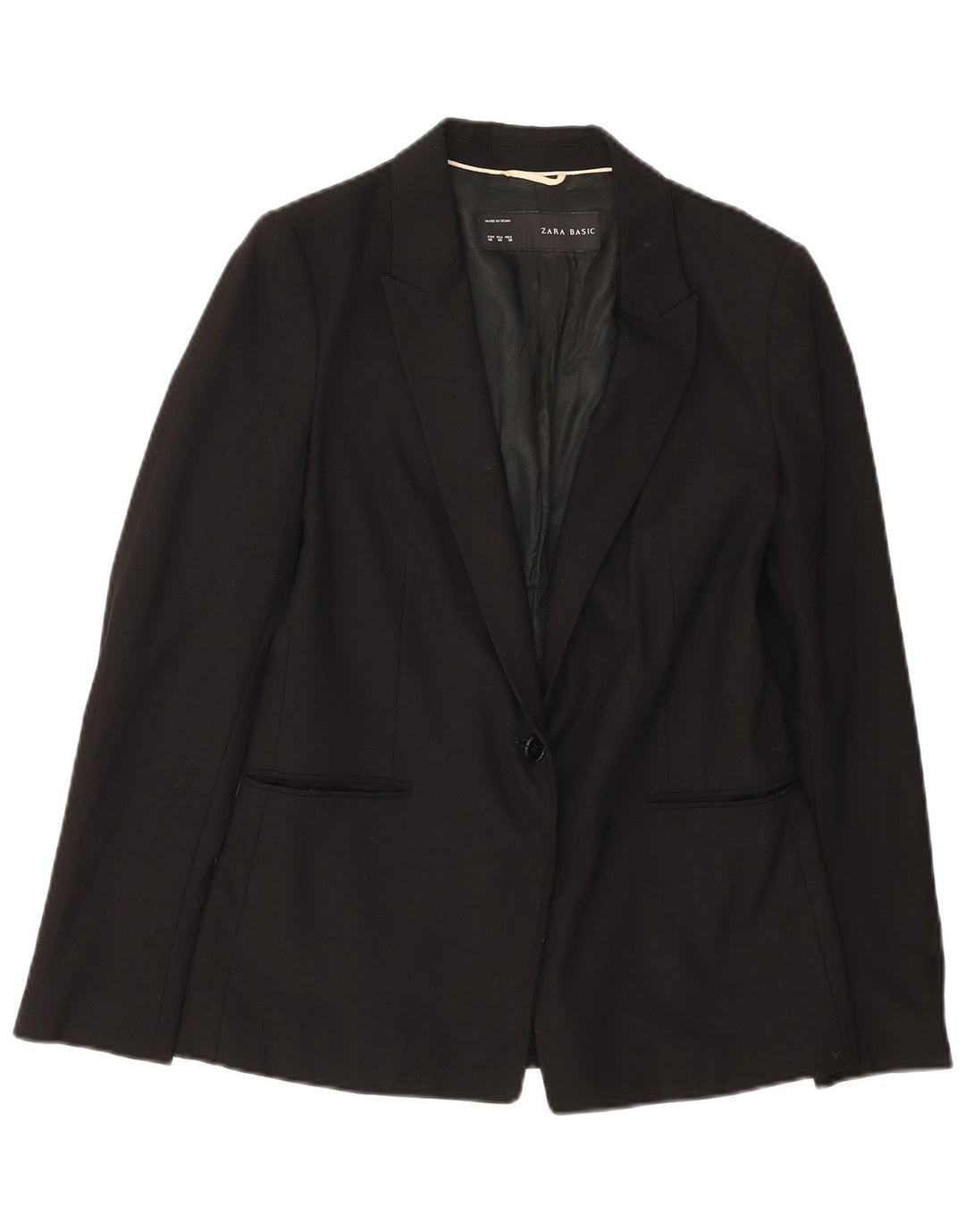 ZARA Womens 1 Button Blazer Jacket EU 40 Medium Black