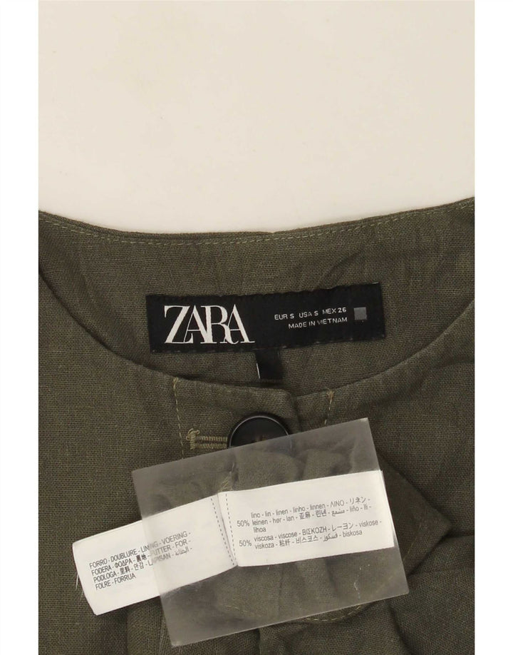 Übergroße Bolero-Jacke von Zara für Damen, UK 10, kleines Khaki-Leinen