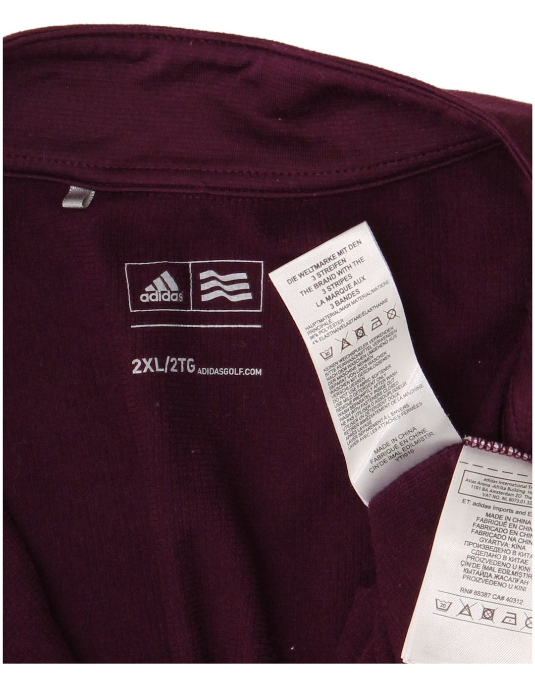 Adidas Herren-Pullover-Trainingsanzug mit Reißverschluss, 2XL, lila, Polyester