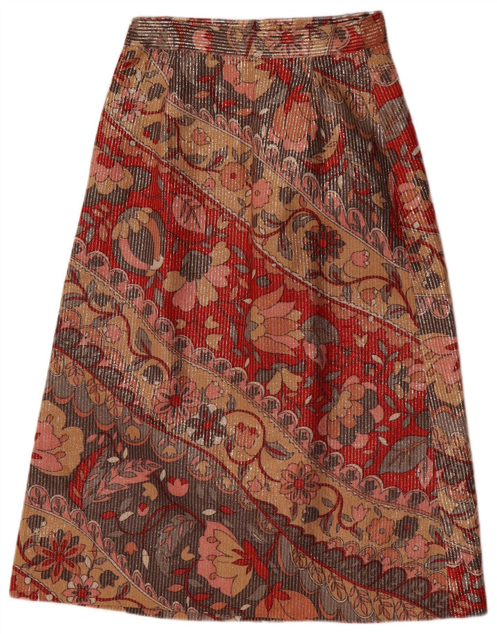Vintage Damen Midirock W26 Kleines mehrfarbiges Blumenmuster