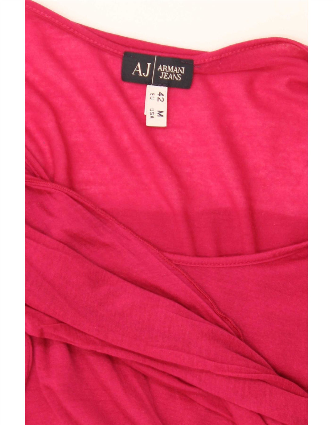 Armani Jeans Damen Langarm-Blusenoberteil UK 12 Mittelrot