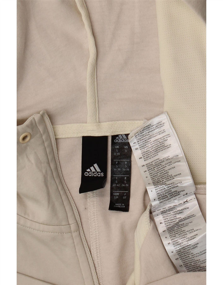 ADIDAS Damen Zip Hoodie Pullover UK 8/10 Small Off White Polyester