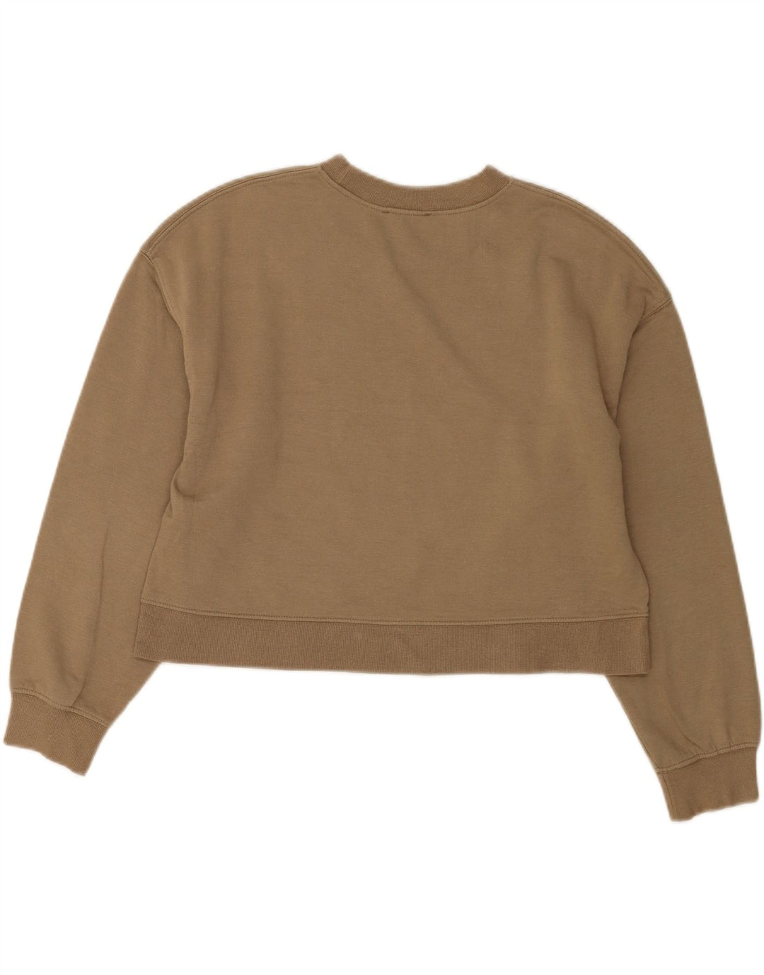 Zara Damen Crop Sweatshirt Pullover UK 14 Mittelbeige Baumwolle