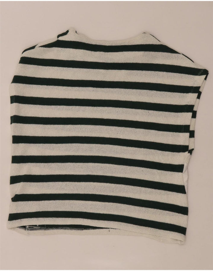 Zara Damen T-Shirt Top UK 14 Medium Weiß gestreift