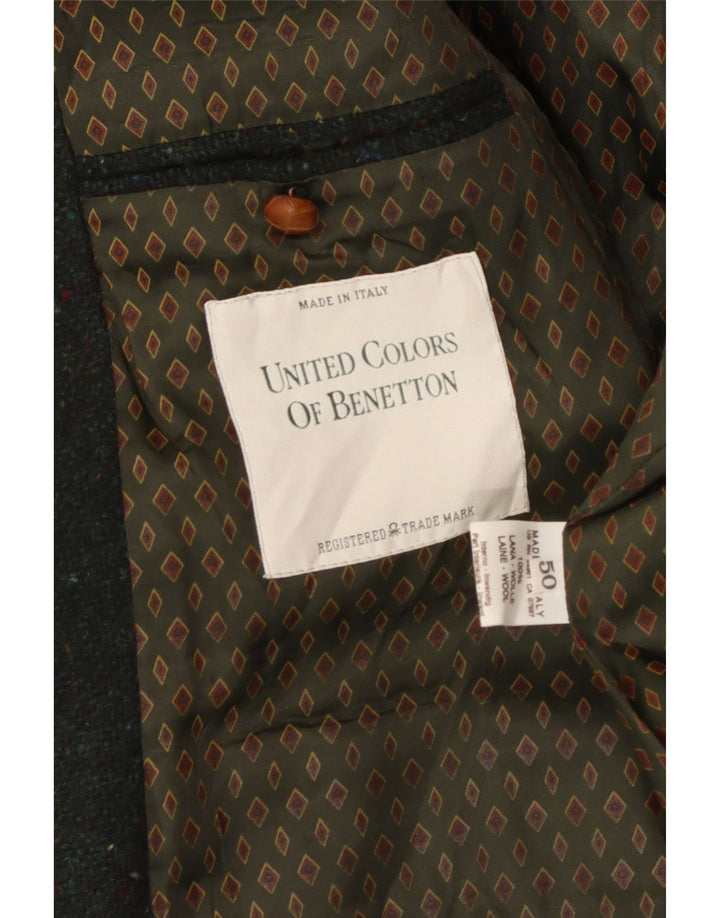 Benetton Herren-Blazer mit 2 Knöpfen, IT 50, große grün gefleckte Wolle
