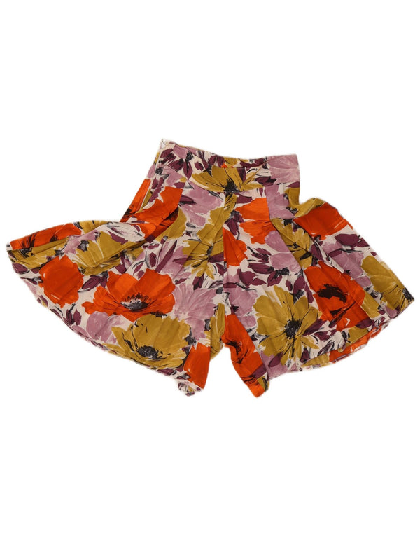 Vintage Damen Shorts mit hoher Taille und weitem Bein XS W25 Mehrfarbiges Blumenmuster