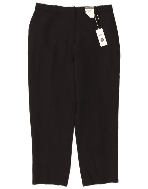 Marks & Spencer Damen Gerade Freizeithose UK 16 Large W34 L30 Schwarz