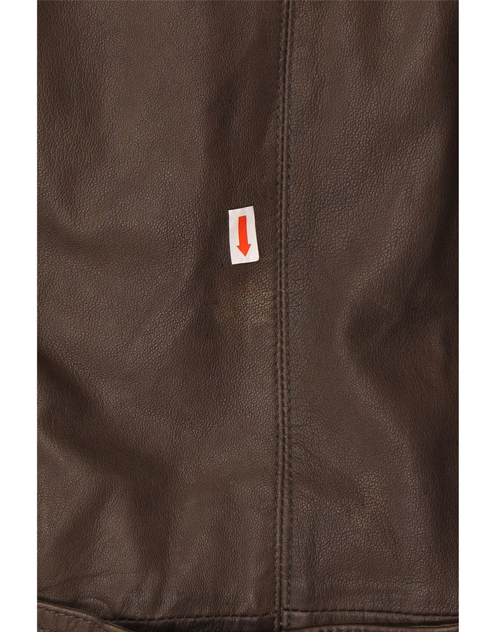 ALBA MODA Damen Militär-Ledermantel UK 20 2XL Braunes Leder