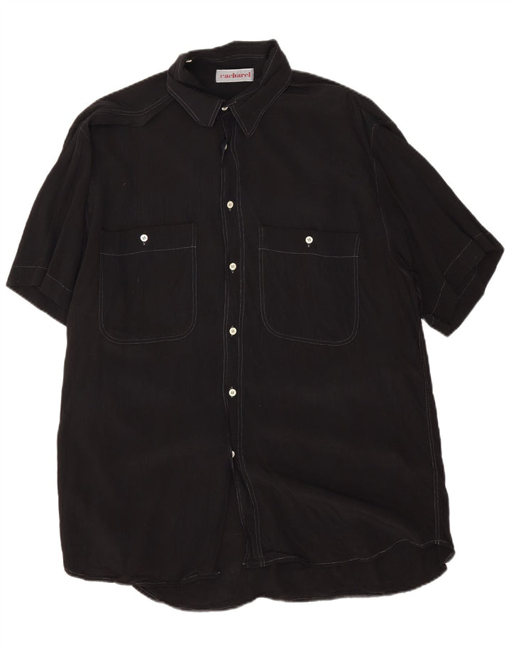 Cacharel Herren Tall Kurzarmhemd XL Schwarz