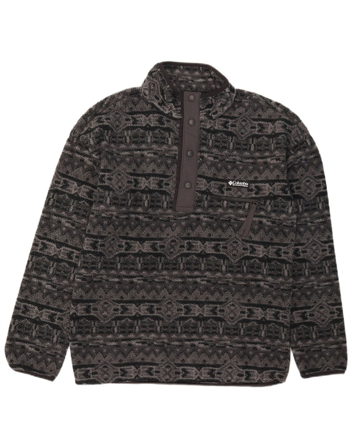 Columbia Herren-Fleecepullover mit Knopfkragen, mittelgraues geometrisches Polyester
