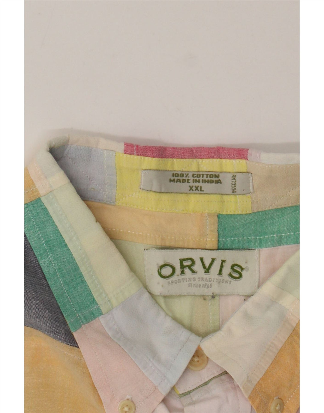 ORVIS Herren-Kurzarmhemd 2XL, mehrfarbig, Patchwork-Baumwolle