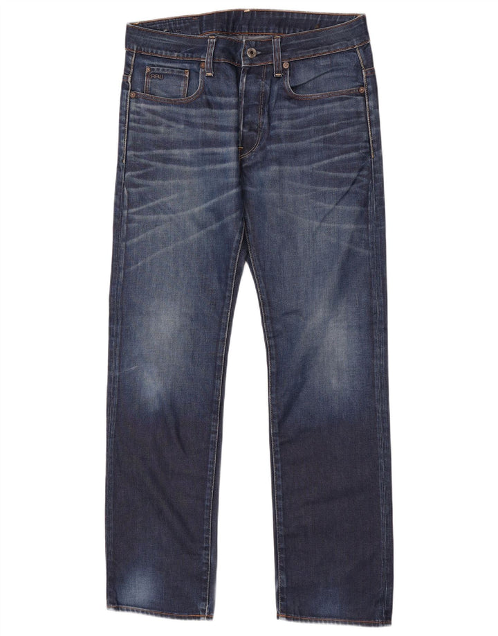 G-Star Herren 3301 Straight Jeans W32 L30 Blaue Baumwolle