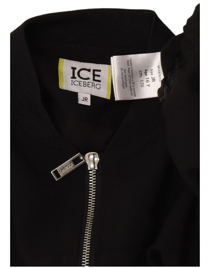 Iceberg Junior-Bomberjacke für Mädchen, 15–16 Jahre, schwarzes Colourblock-Polyester