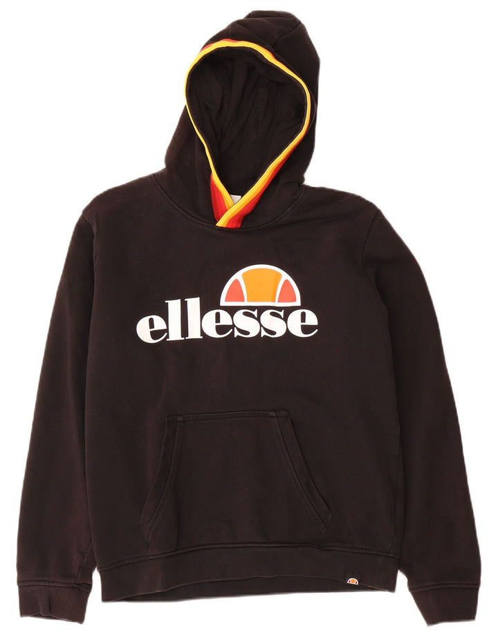 ELLESSE Kapuzenpullover mit Grafik für Jungen, 13–14 Jahre, schwarze Baumwolle