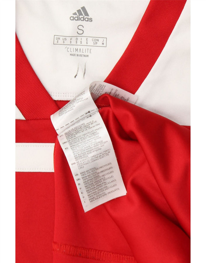 Adidas Herren Climalite T-Shirt Top Small Rot Colourblock Polyester