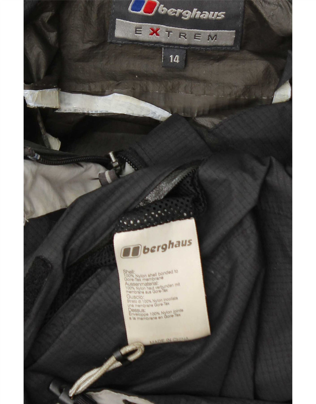 Berghaus Damen-Regenjacke mit Kapuze, UK 14, großes graues Nylon