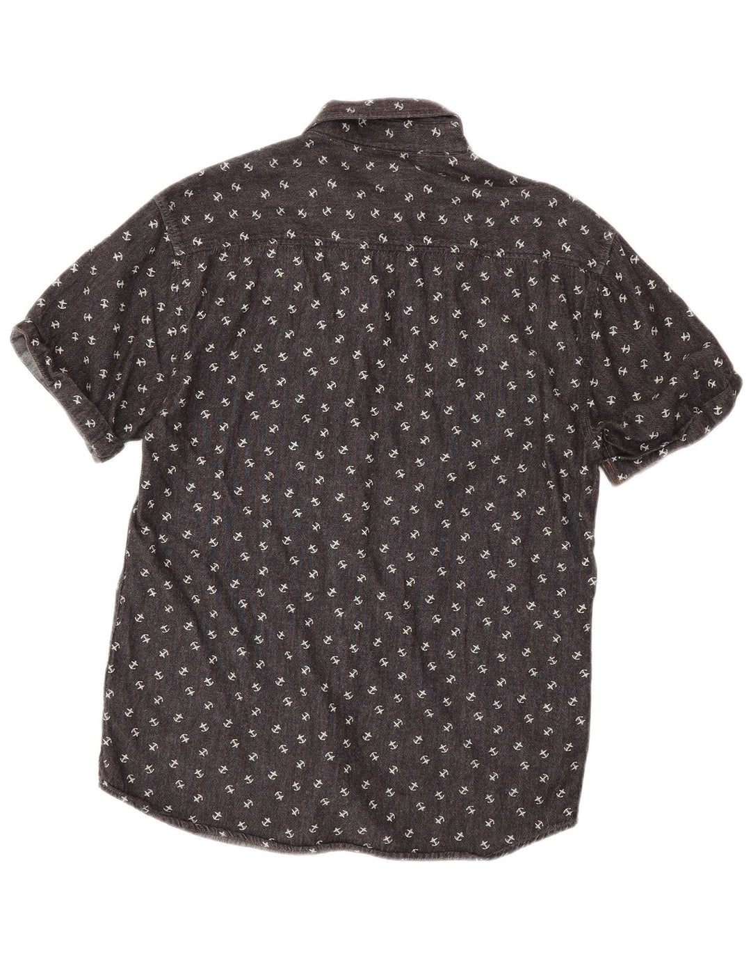 Jack & Jones Herren-Hemd mit abstraktem Muster, kurzärmelig, groß, aus grauer Baumwolle
