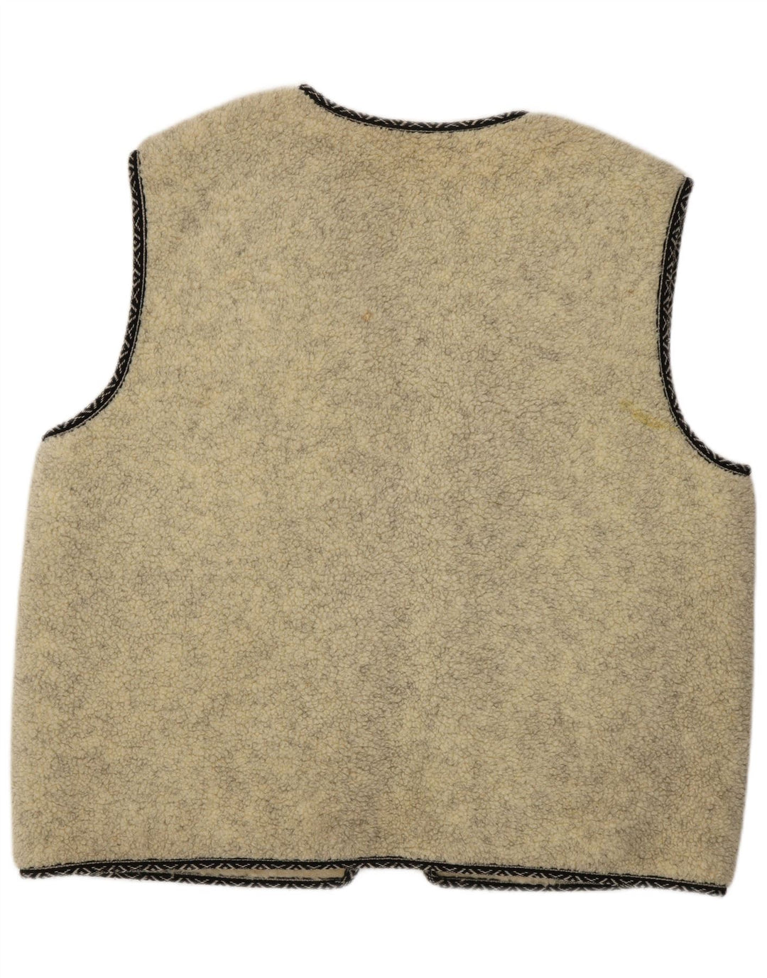 VINTAGE Herren Sherpa Gilet IT 52/54 XL Beige Schurwolle