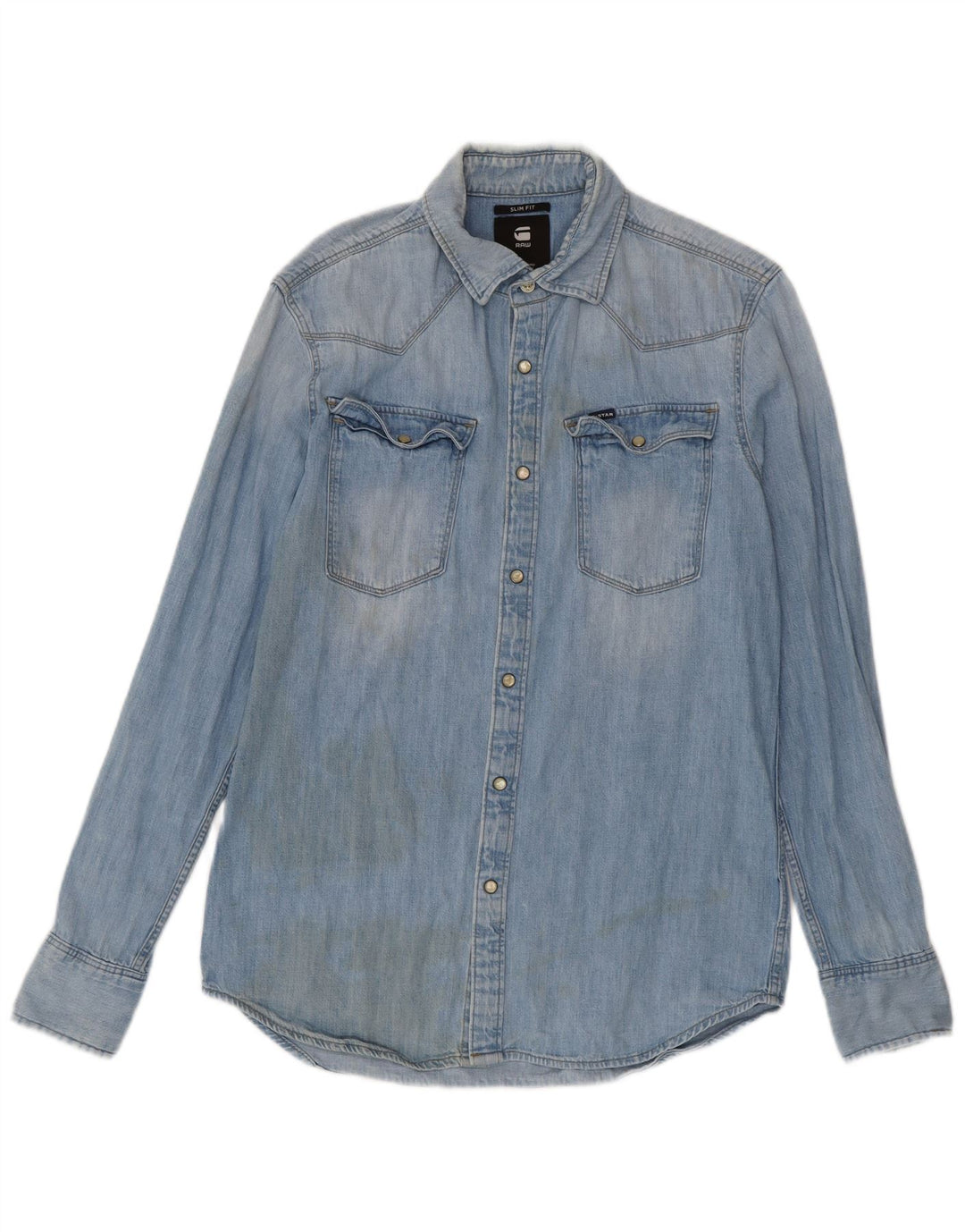 G-Star Slim Fit Jeanshemd für Herren aus mittelblauer Baumwolle