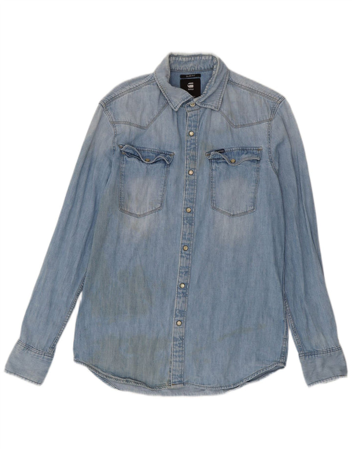 G-Star Slim Fit Jeanshemd für Herren aus mittelblauer Baumwolle