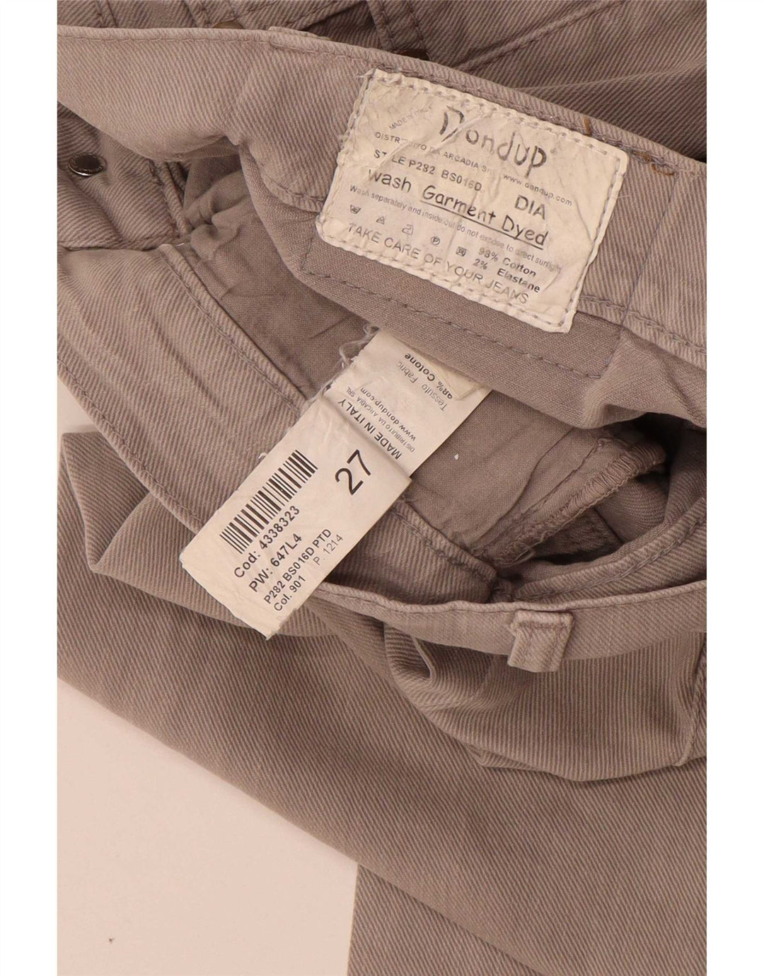 Dondup Damen Crop Slim Jeans W27 L26 Graue Baumwolle