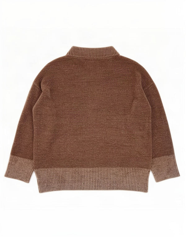 Übergroßer Damen-Pullover aus Velours mit U-Boot-Ausschnitt von Zara, Gr. 40, Braun