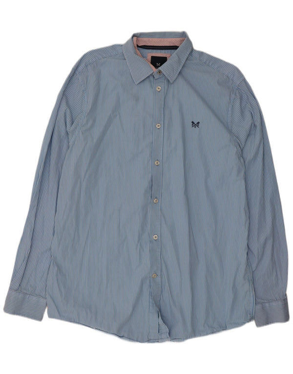 Crew Clothing Herren-Hemd mit klassischer Passform, XL, blau, Nadelstreifen, Baumwolle