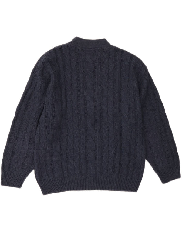 VINTAGE Damen Pullover mit Rundhalsausschnitt UK 18 XL Marineblau Acryl