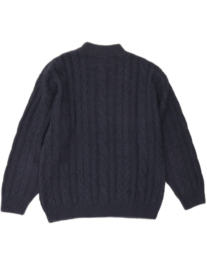 VINTAGE Damen Pullover mit Rundhalsausschnitt UK 18 XL Marineblau Acryl