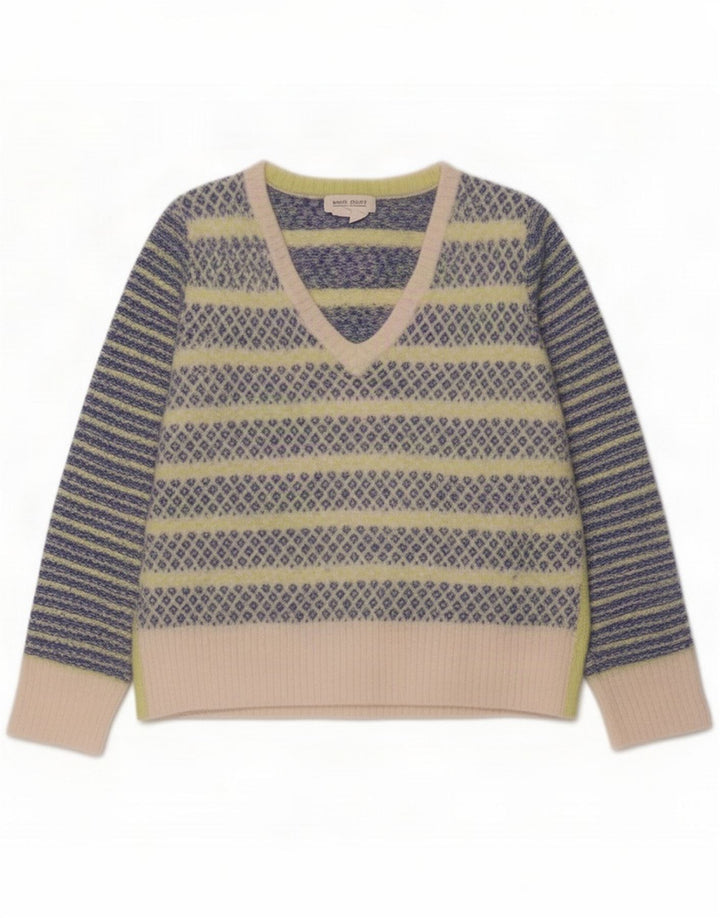 White Stuff Damen-Pullover mit V-Ausschnitt, UK 12, mittelmehrfarbig gestreift