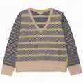 White Stuff Damen-Pullover mit V-Ausschnitt, UK 12, mittelmehrfarbig gestreift
