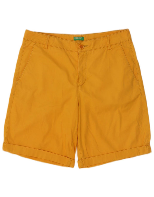 Benetton Damen Chinoshorts UK 10 Small W30 Gelbe Baumwolle