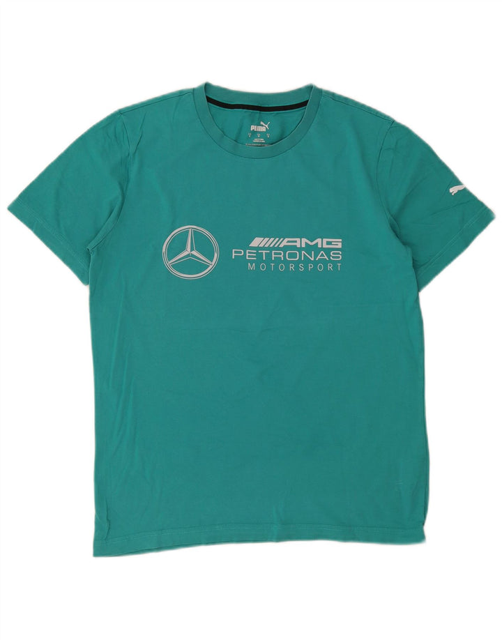 Puma Herren Grafik T-Shirt Top Small Türkis Baumwolle