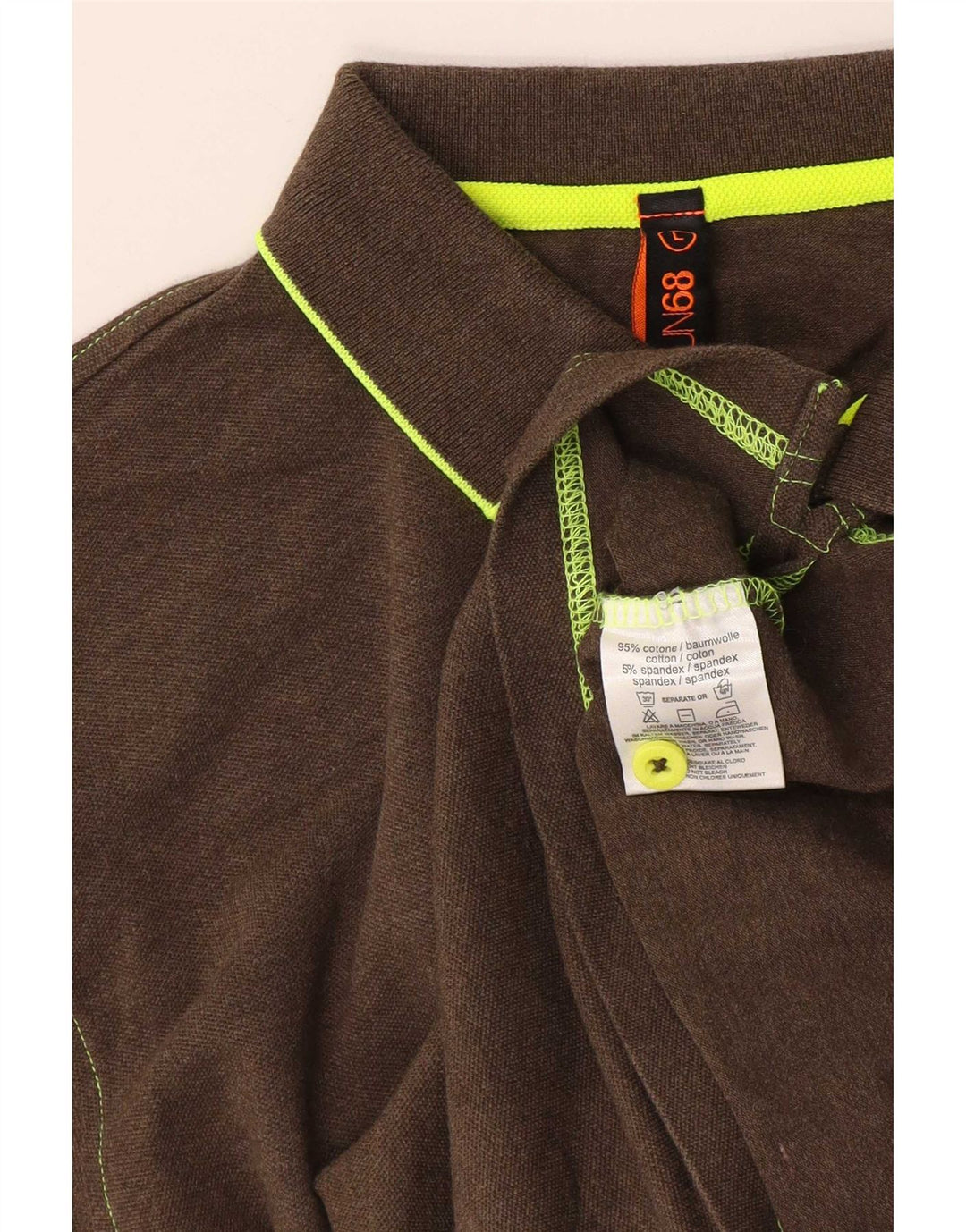 Sun68 Herren-Poloshirt, groß, braune Baumwolle
