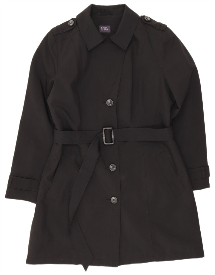 Marks & Spencer Damen Trenchcoat UK 16 Large Schwarz Polyester