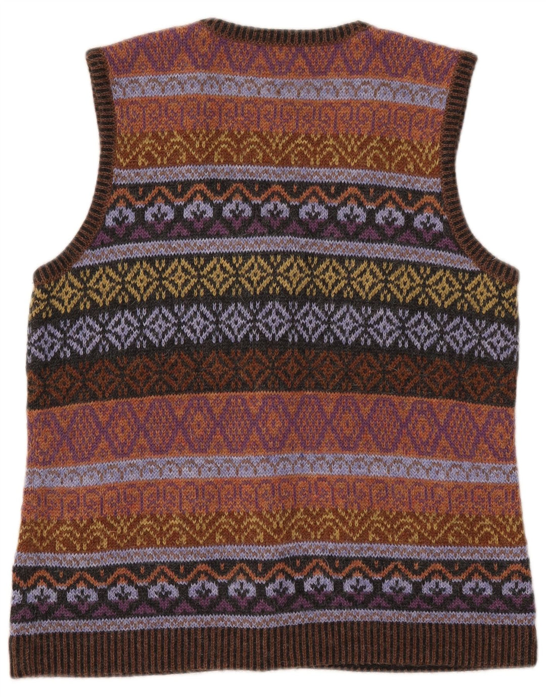 PETER HAHN Ärmelloser Damen-Cardigan-Pullover UK 16 Large Brown Fair Isle