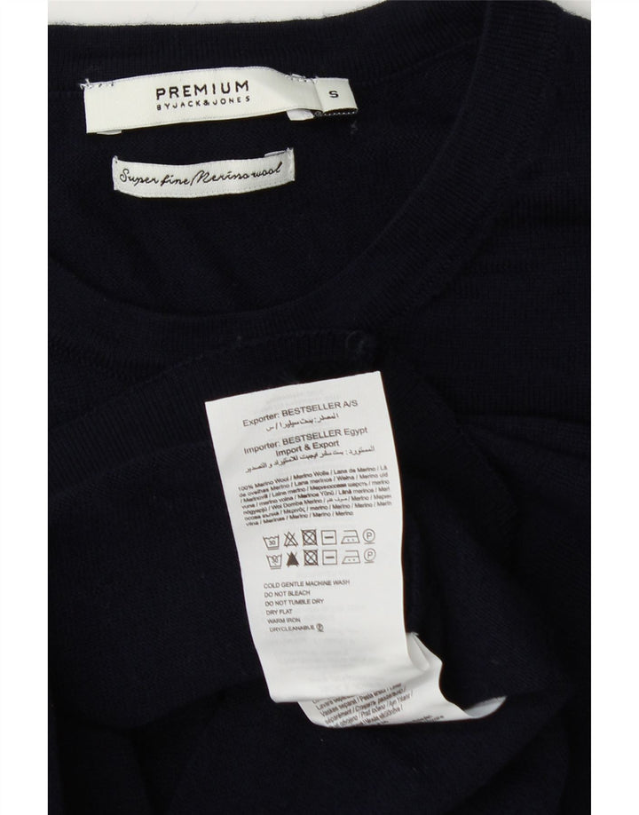 JACK & JONES Herren-Pullover mit Rundhalsausschnitt, Größe S, marineblaue Wolle