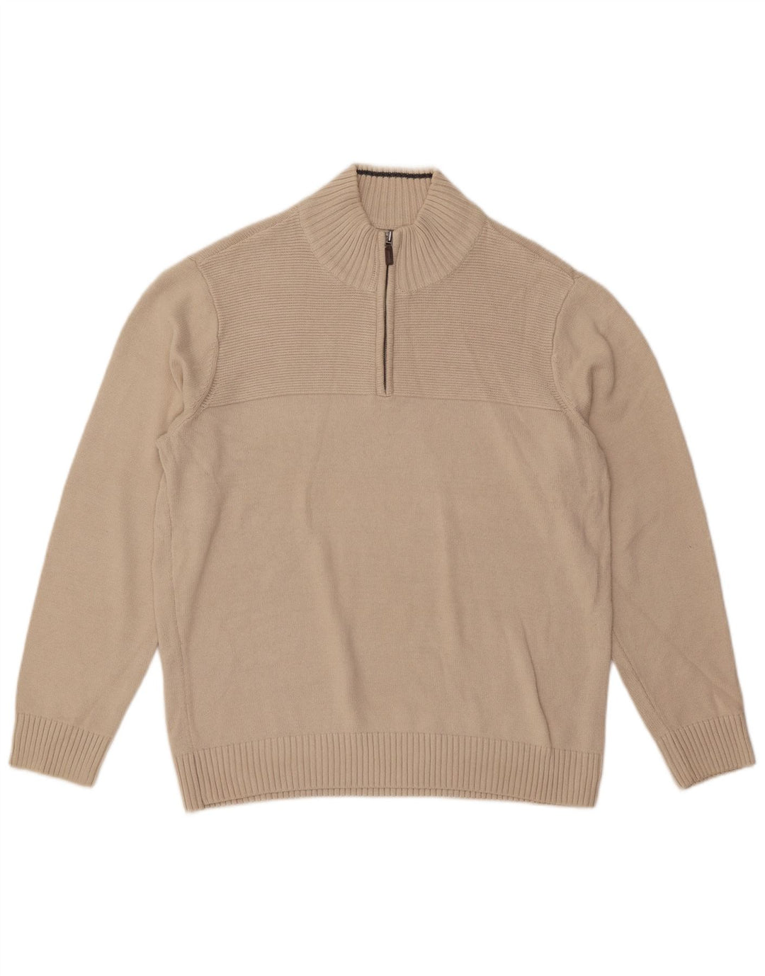 Dockers Herren-Pullover mit Reißverschluss am Hals, groß, cremefarbene Baumwolle