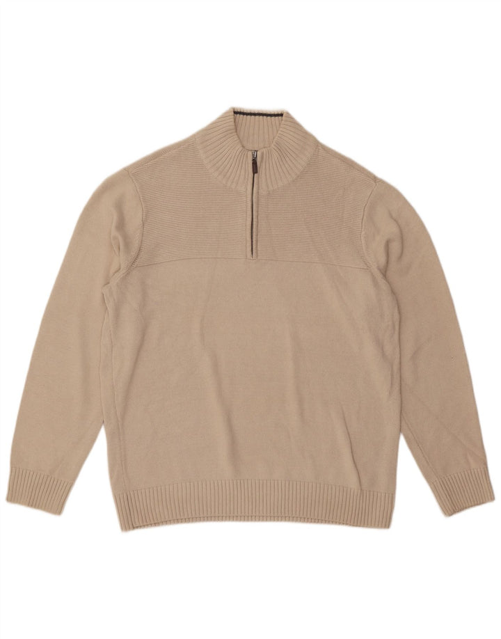 Dockers Herren-Pullover mit Reißverschluss am Hals, groß, cremefarbene Baumwolle