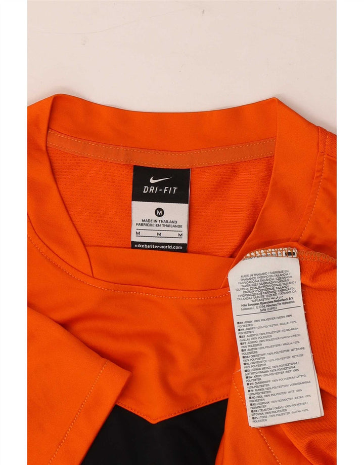 Nike Herren-T-Shirt-Oberteil, mittelorangefarbenes Farbblock-Polyester