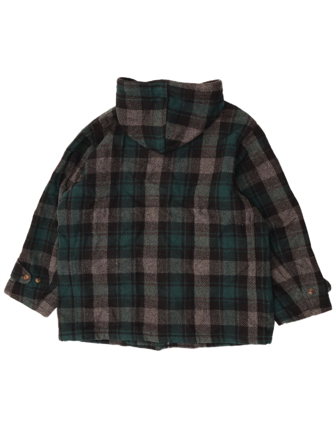 Enrico Coveri Damen Dufflecoat mit Kapuze IT 44 mittelgrün karierte Wolle