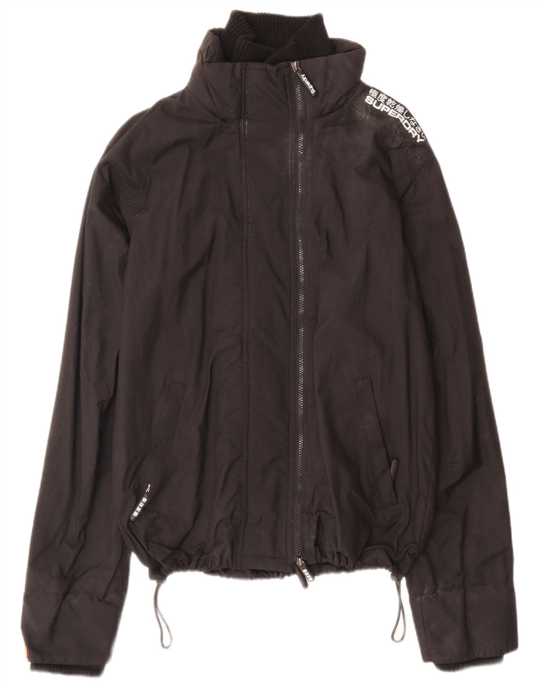 Superdry Damen Regenjacke UK 16 Large Schwarz Nylon