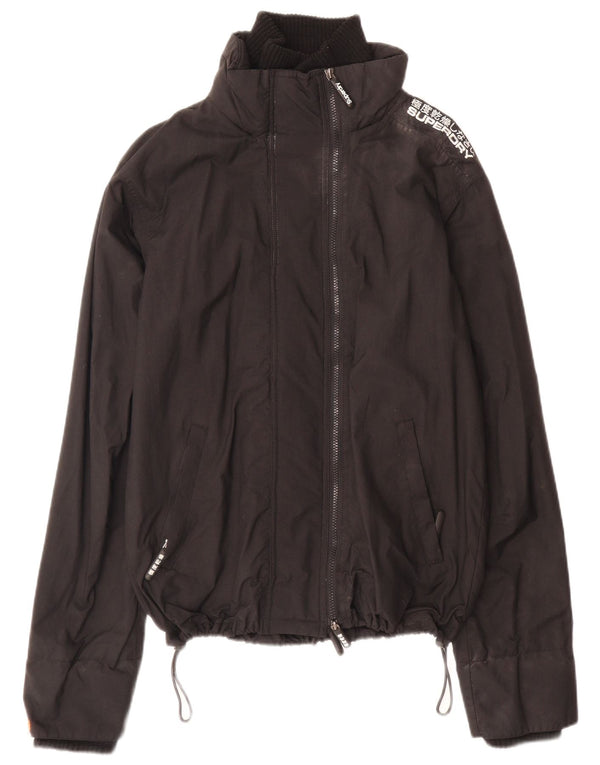 Superdry Womens Rain Jacket UK 16 Large Black Nylon