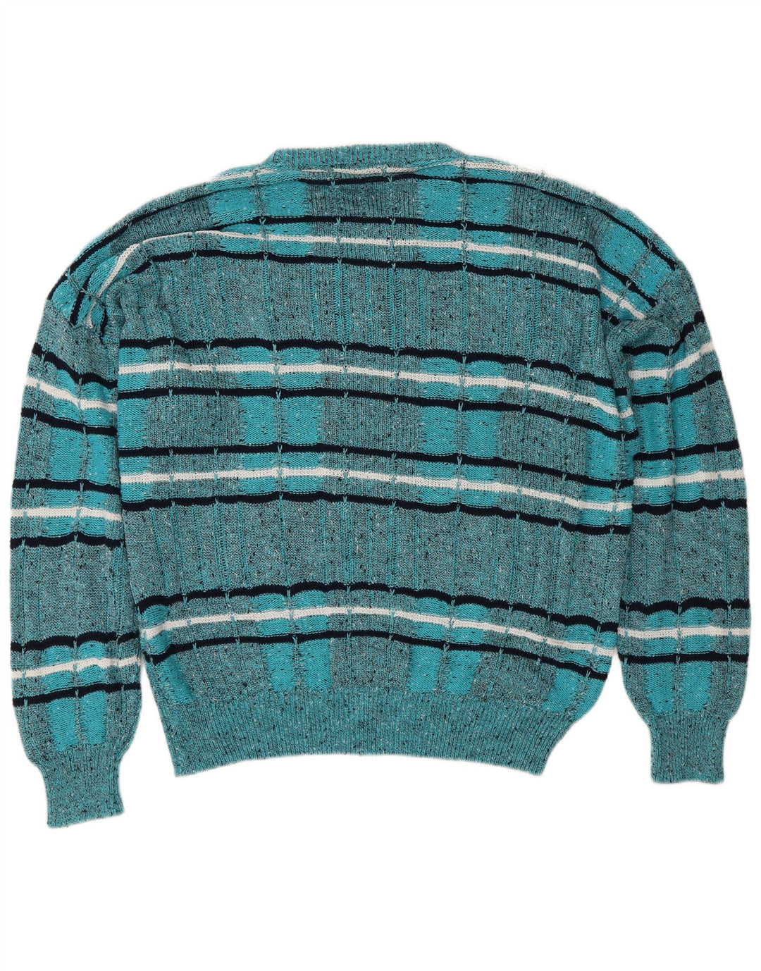 Les Jacquelines Herren-Pullover mit Rundhalsausschnitt, Größe 52, groß, blau gestreift