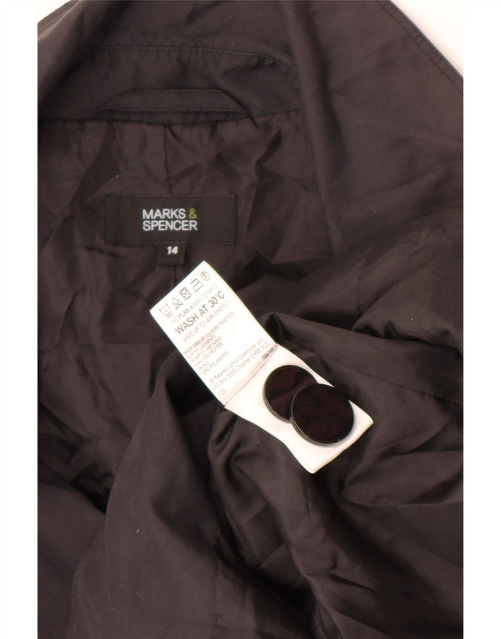 Marks & Spencer Damen Trenchcoat UK 14 Large Schwarz Polyester