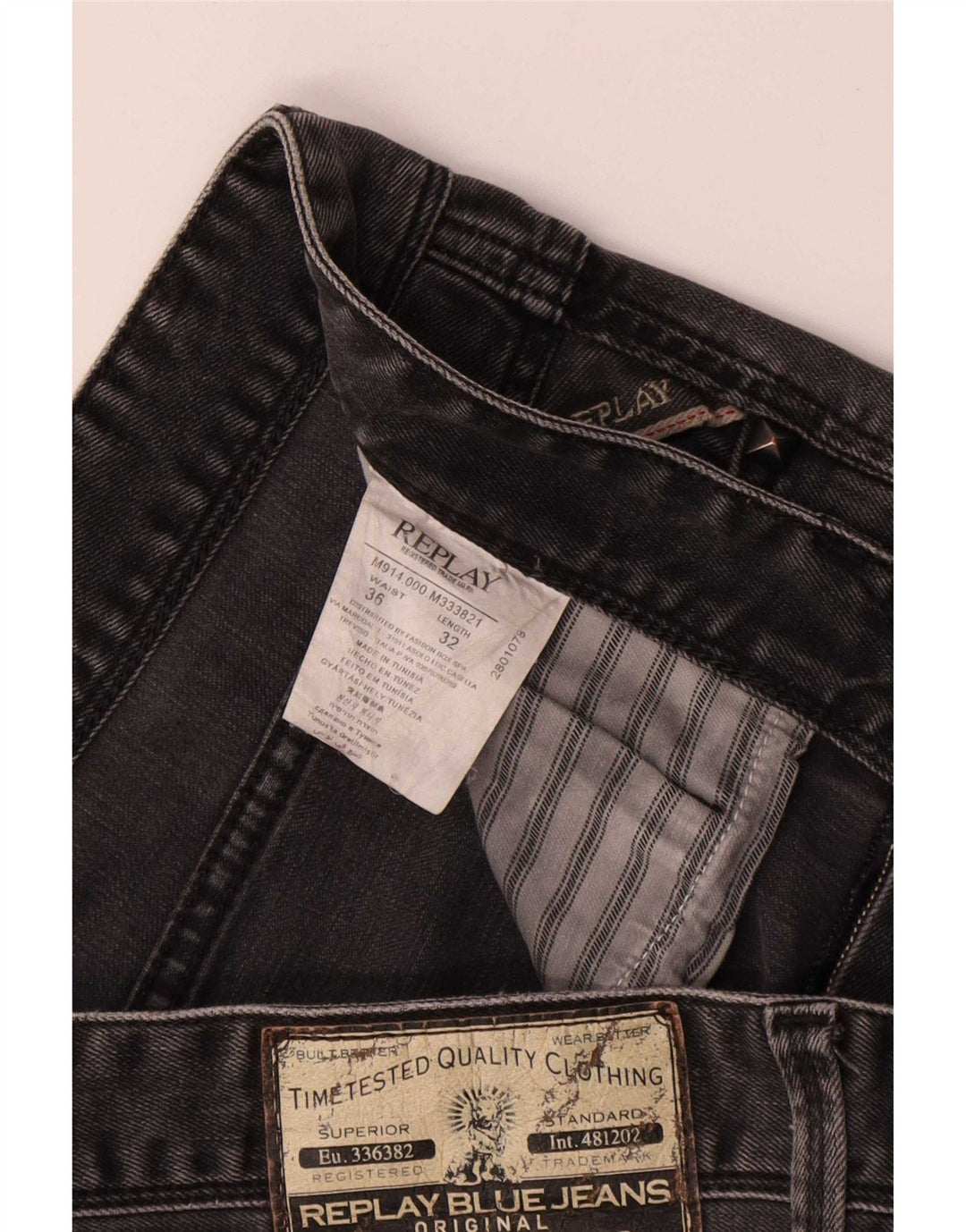 Replay Herren Straight Jeans W36 L32 Grau