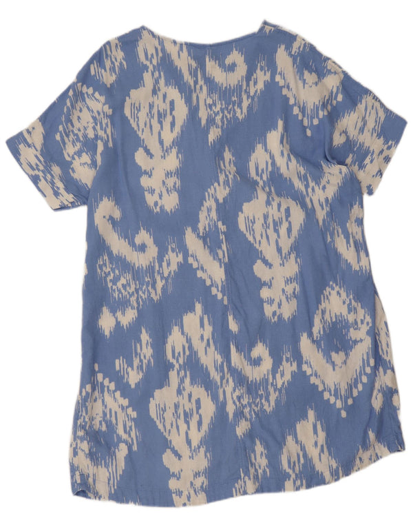 Marks & Spencer Damen Zeltkleid UK 16 Großes blaues geometrisches Leinen